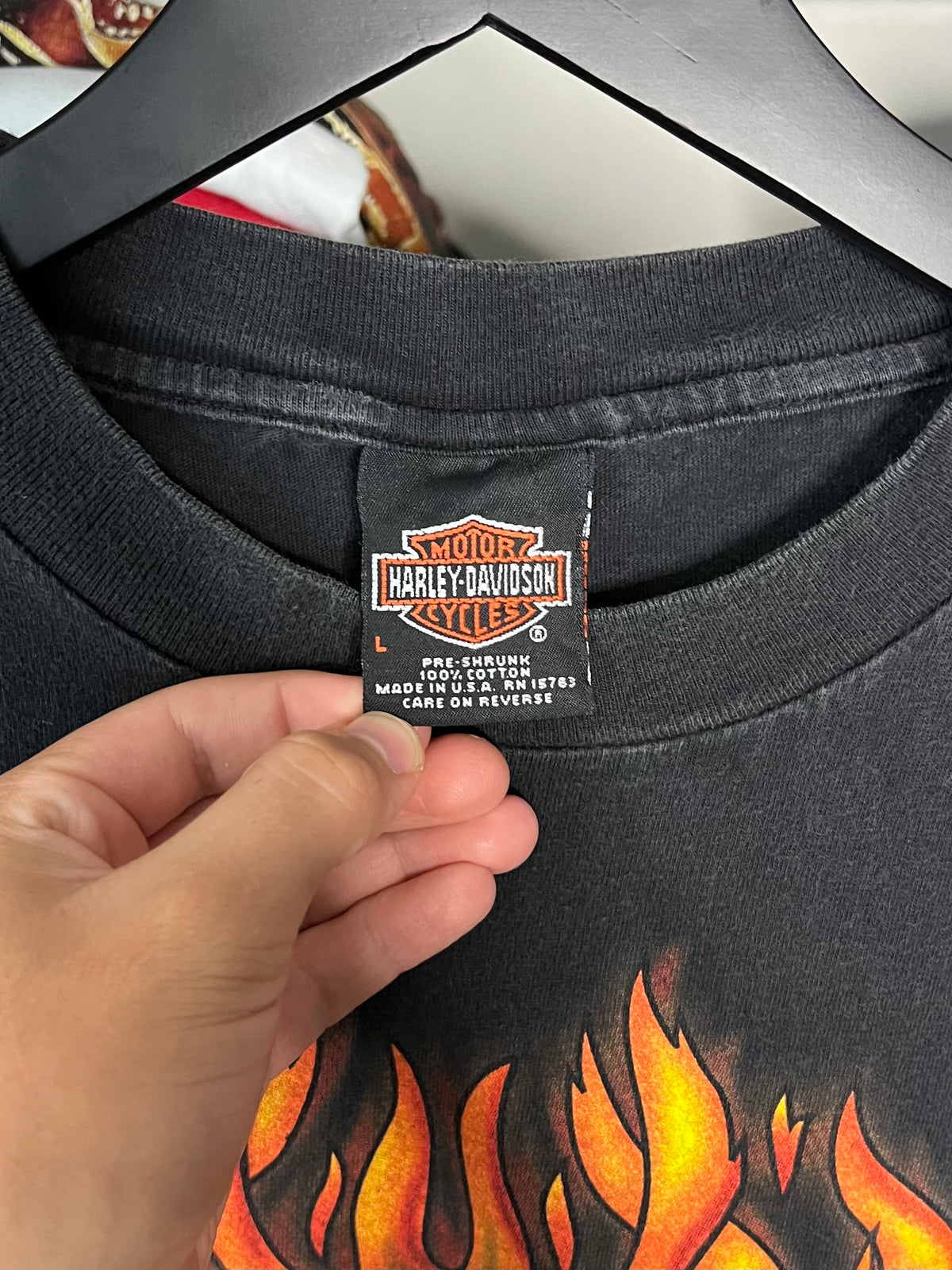 Harley Flame Logo Rare Shirt - L