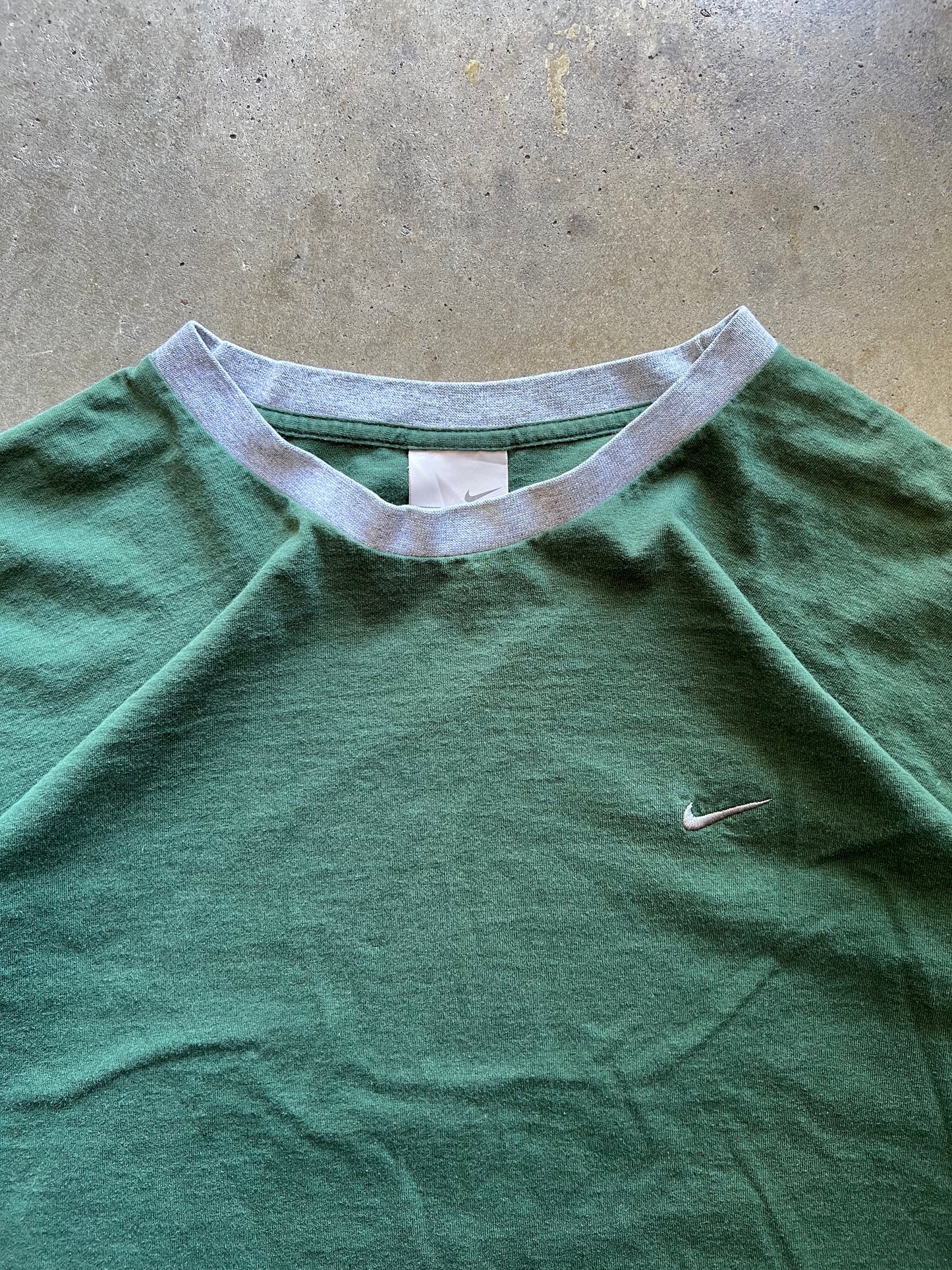 Nike Side Swoosh Check Green Long Sleeve Tee - XXL