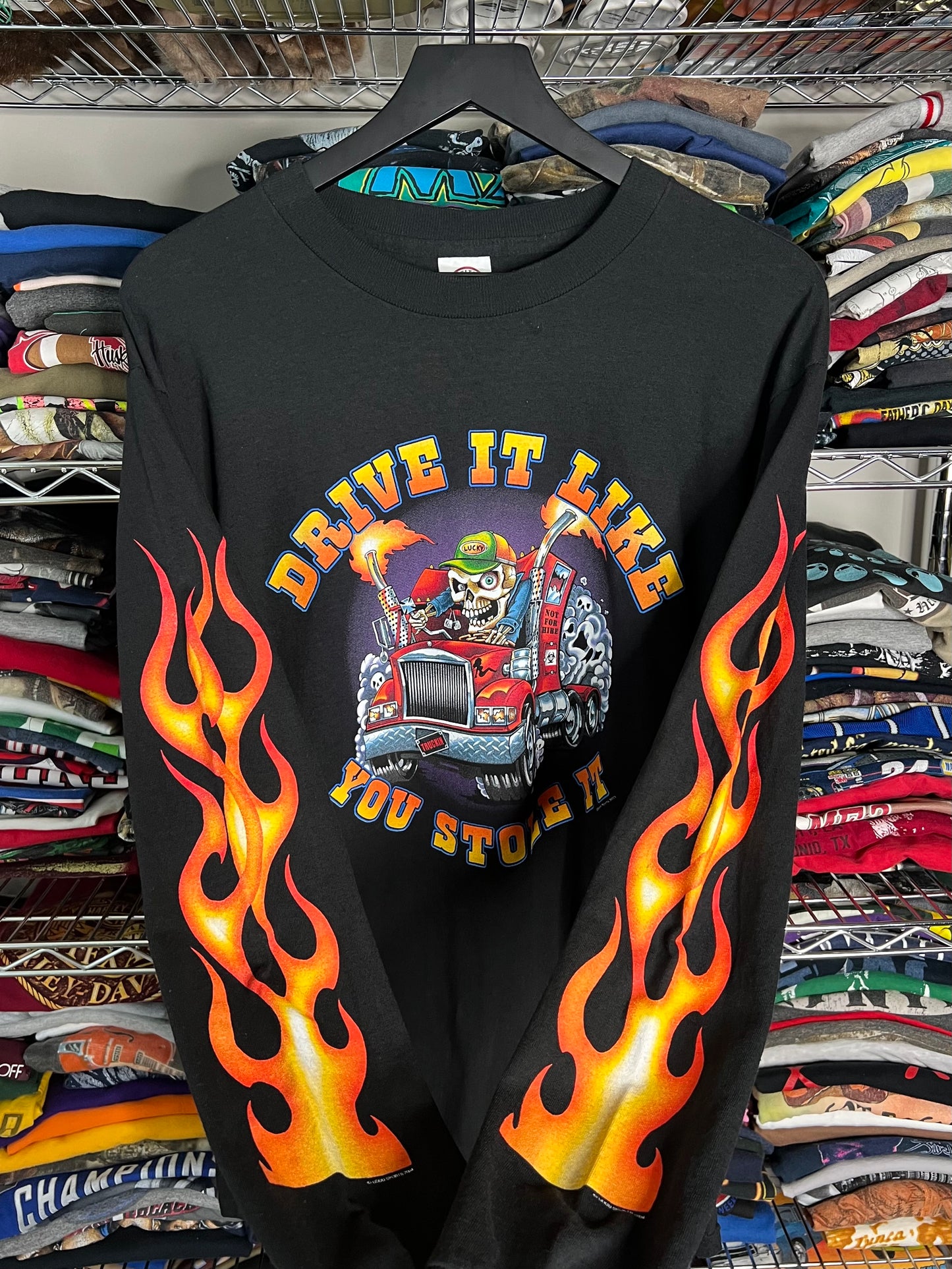 Biketoberfest ‘03 Clown Flame Long Sleeve Shirt - M
