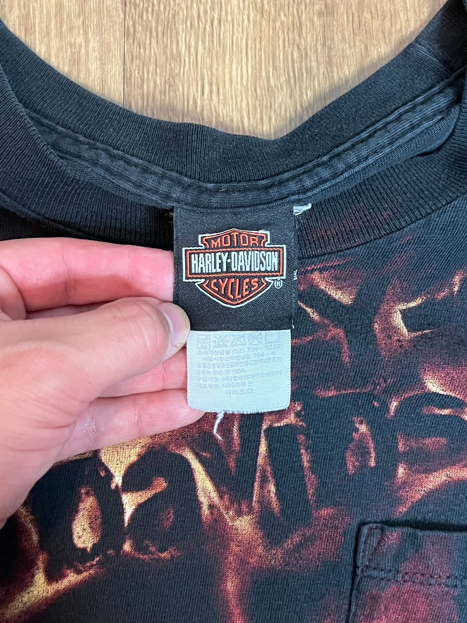 Harley Davidson Big Wolf Flame Print Long Sleeve Shirt - L – Fire