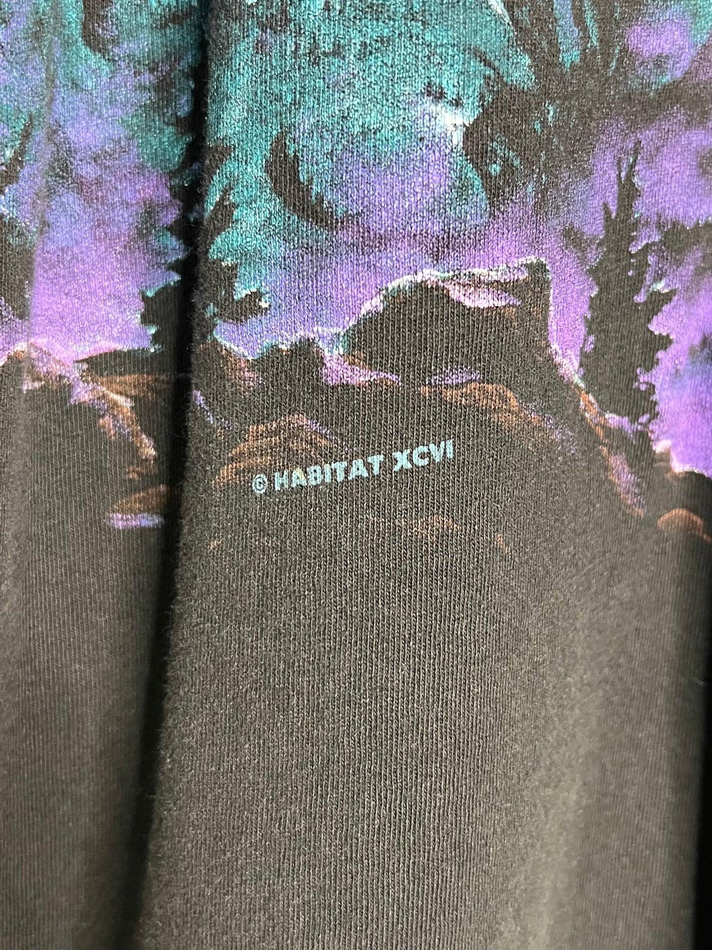 Nature Purple Lightning Wolves Wrap Around Shirt - L