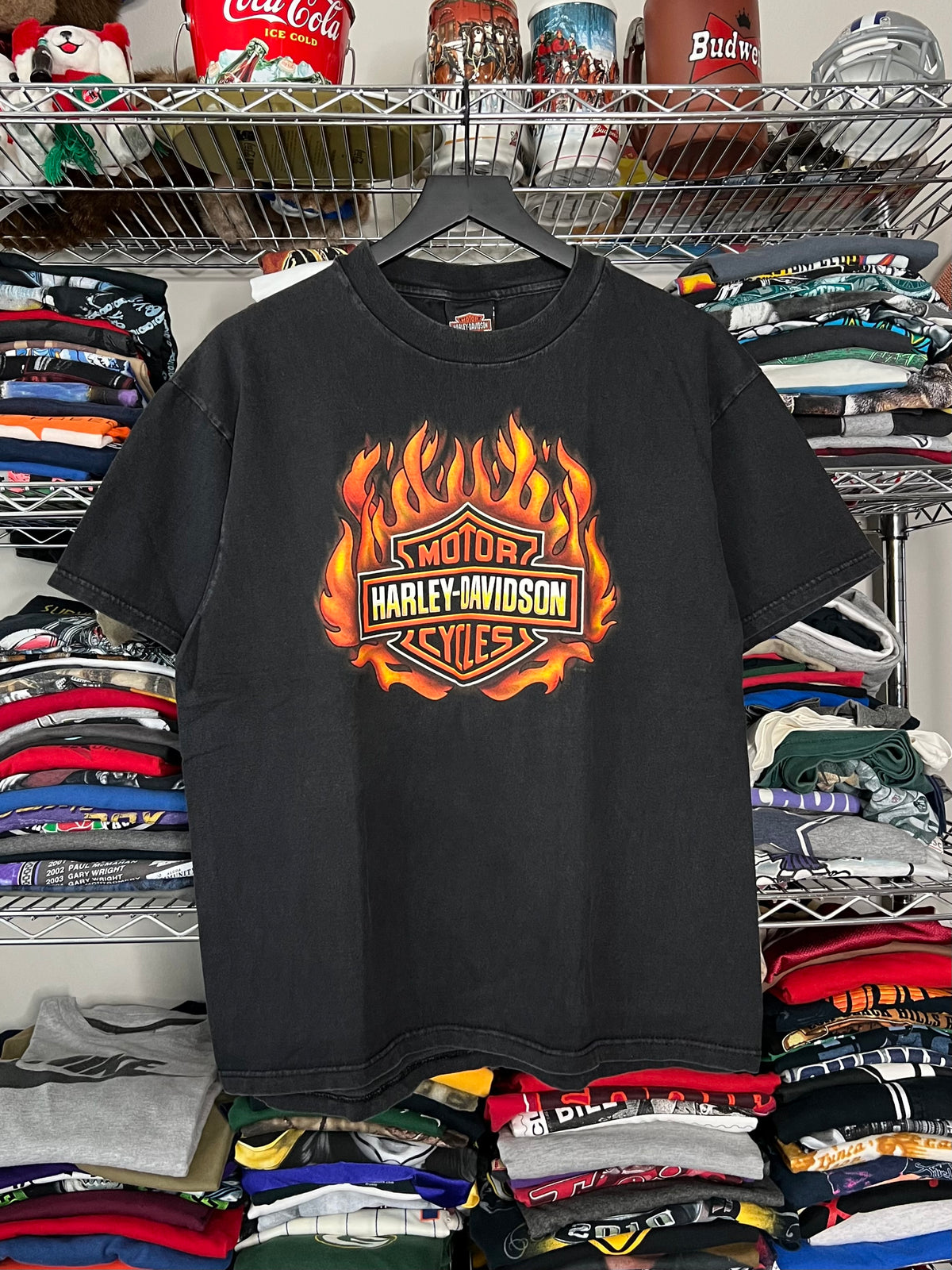 Harley Flame Logo Rare Shirt - L