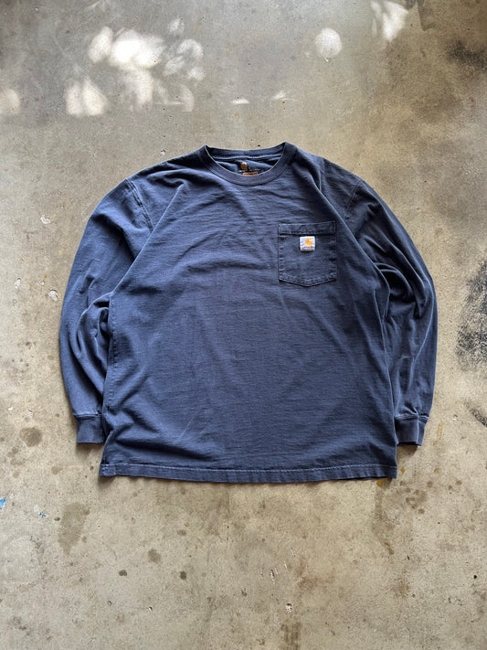 Carhartt Navy Blue Pocket Long Sleeve Tee - L