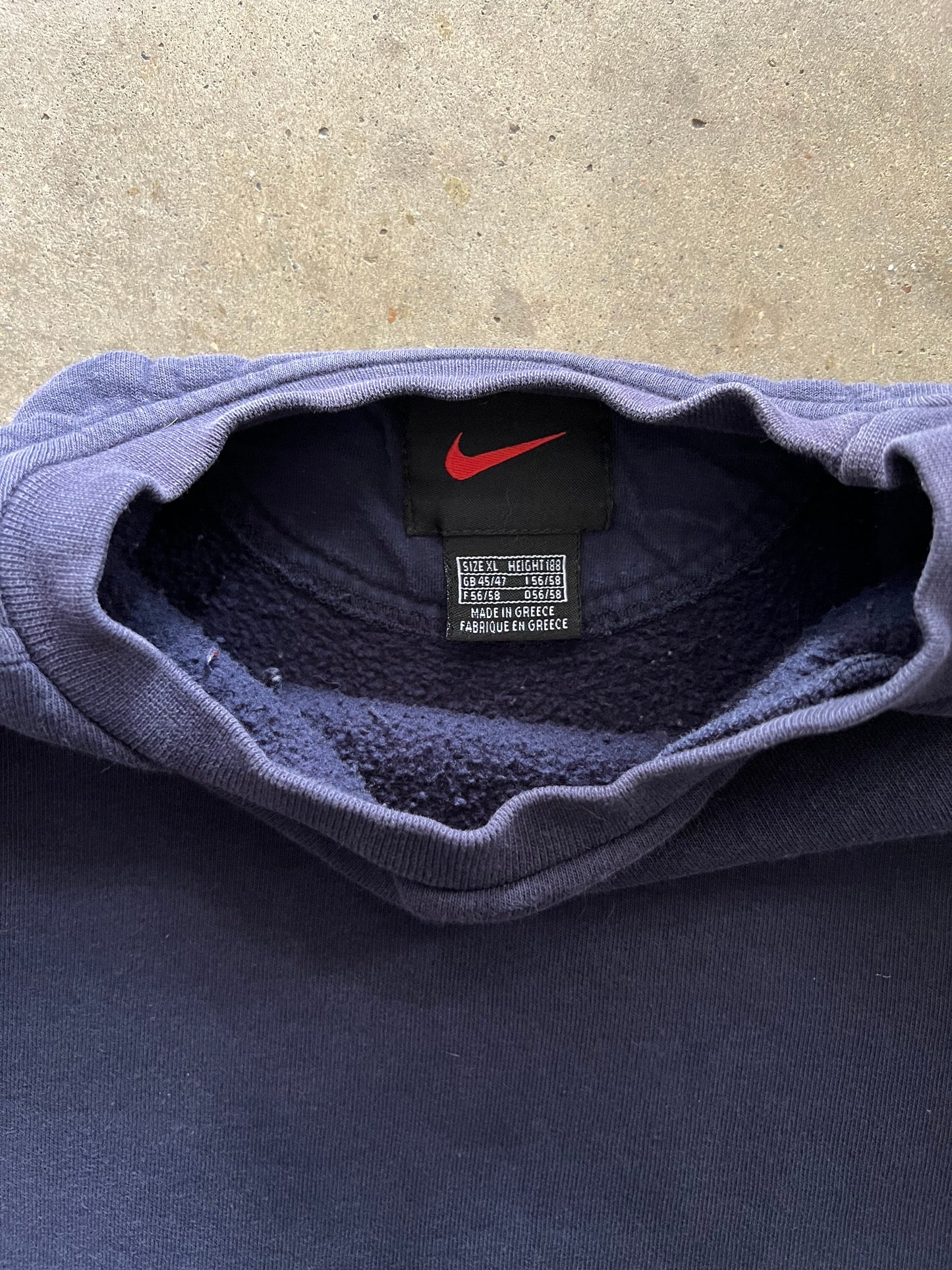 Nike Side Swoosh Check Navy Blue Crewneck - XL