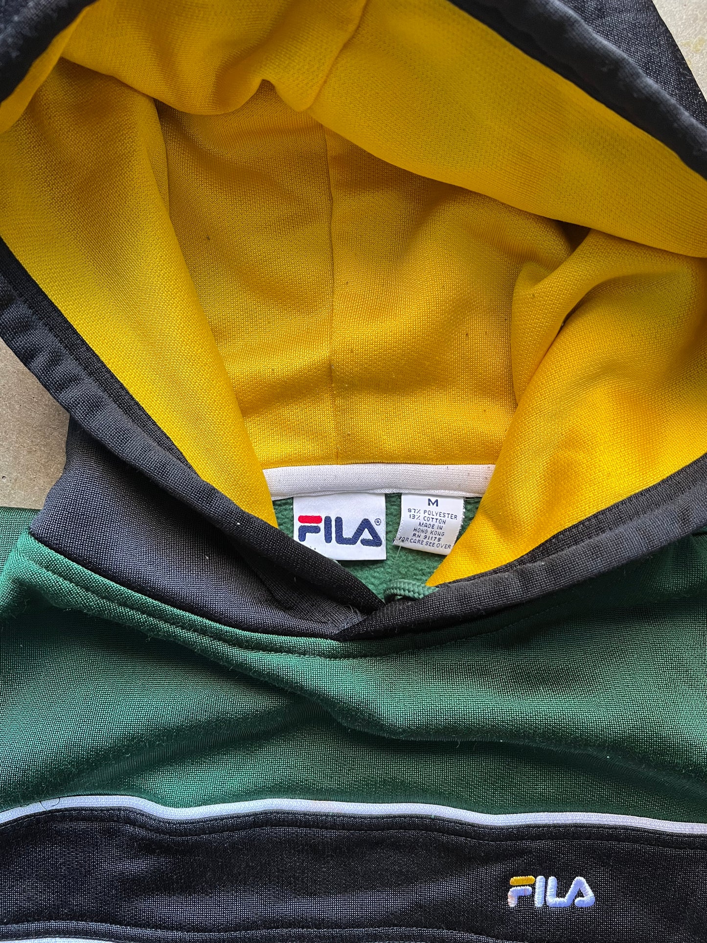 Fila Green/Yellow Hoodie - M