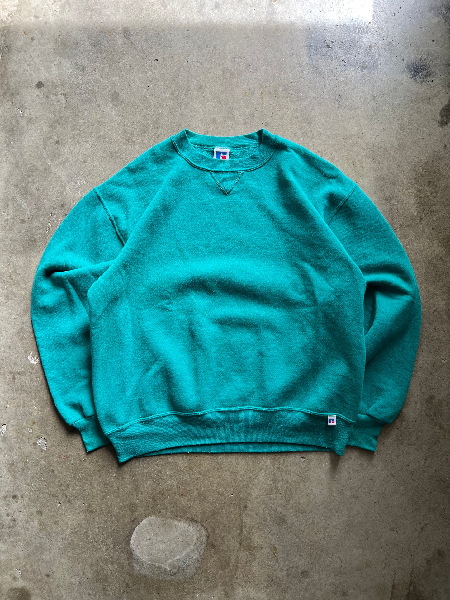 Russel Turquoise Blank Crewneck - L