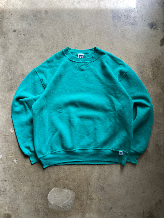 Russel Turquoise Blank Crewneck - L