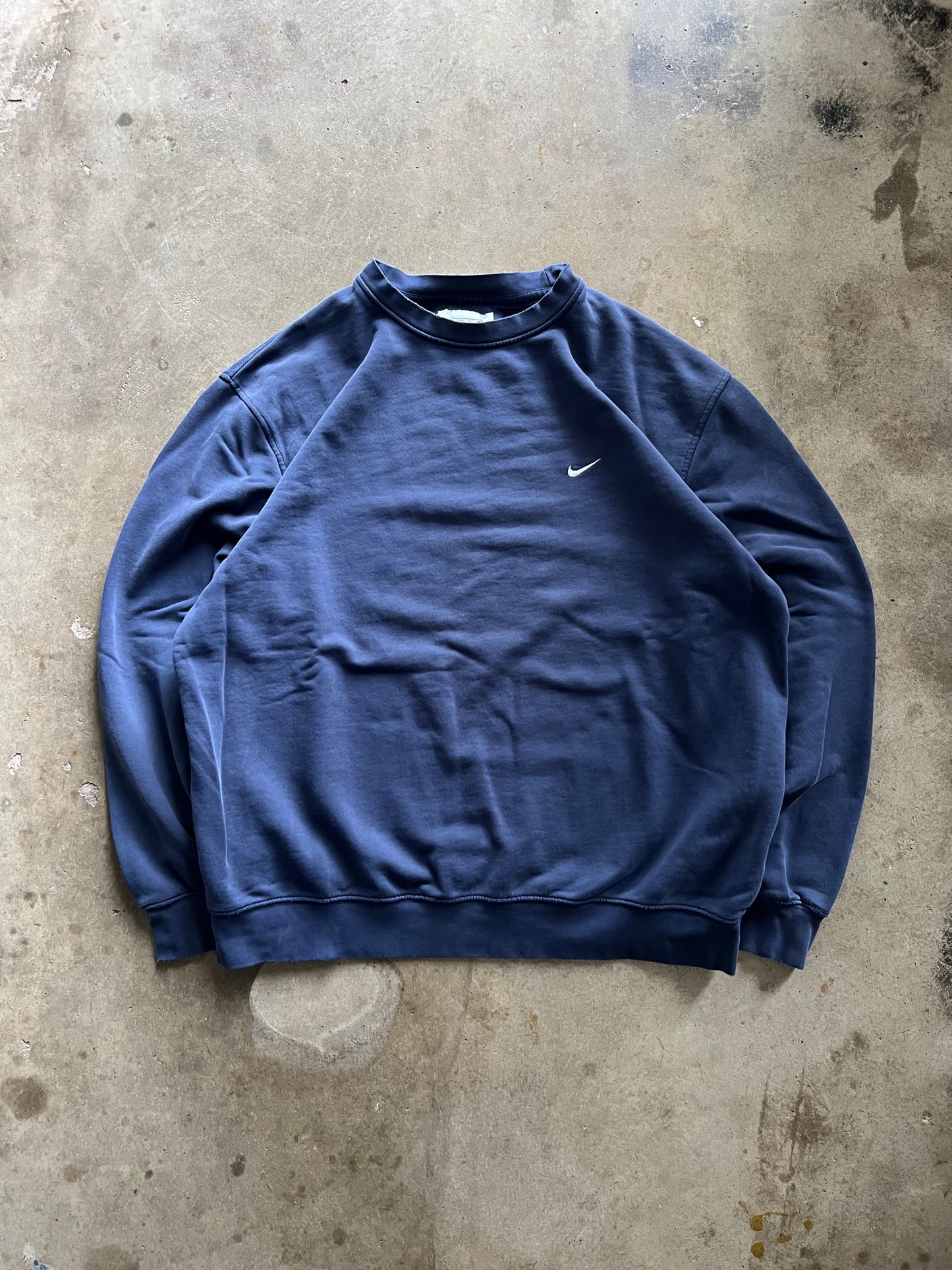 Nike Side Swoosh Check Blue Crewneck - XL