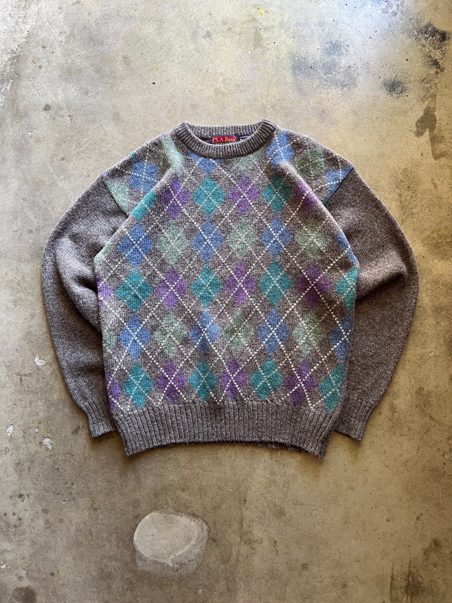 Brown Green/Blue/Purple Patterned Sweater - L