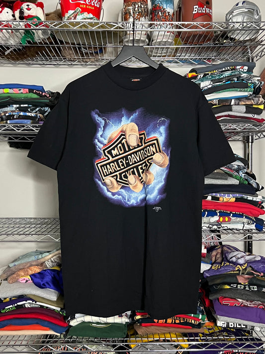 Harley Davidson 3D Emblem Hand Of God Rare Shirt - XL