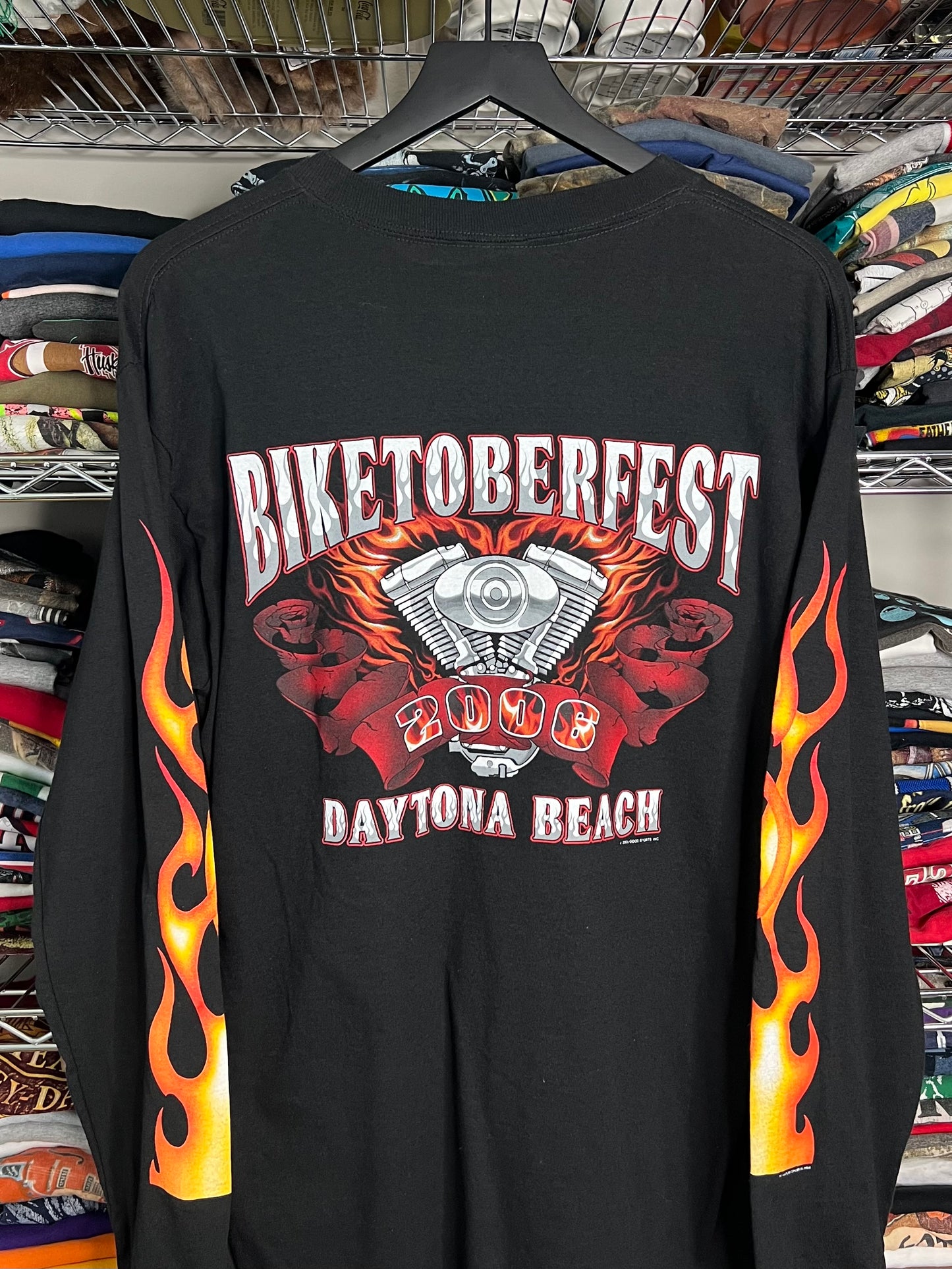 Biketoberfest ‘03 Clown Flame Long Sleeve Shirt - M