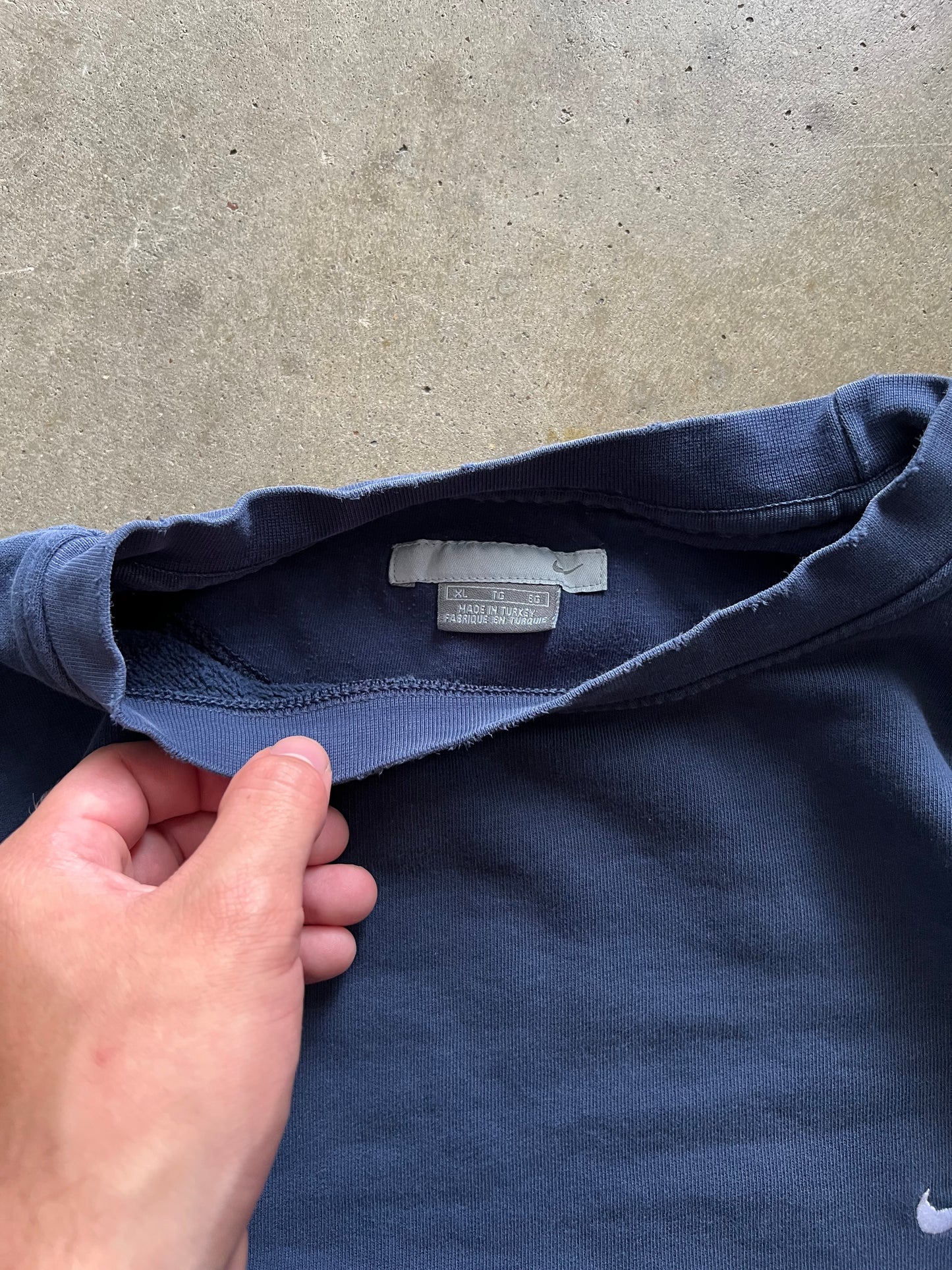 Nike Side Swoosh Check Blue Crewneck - XL