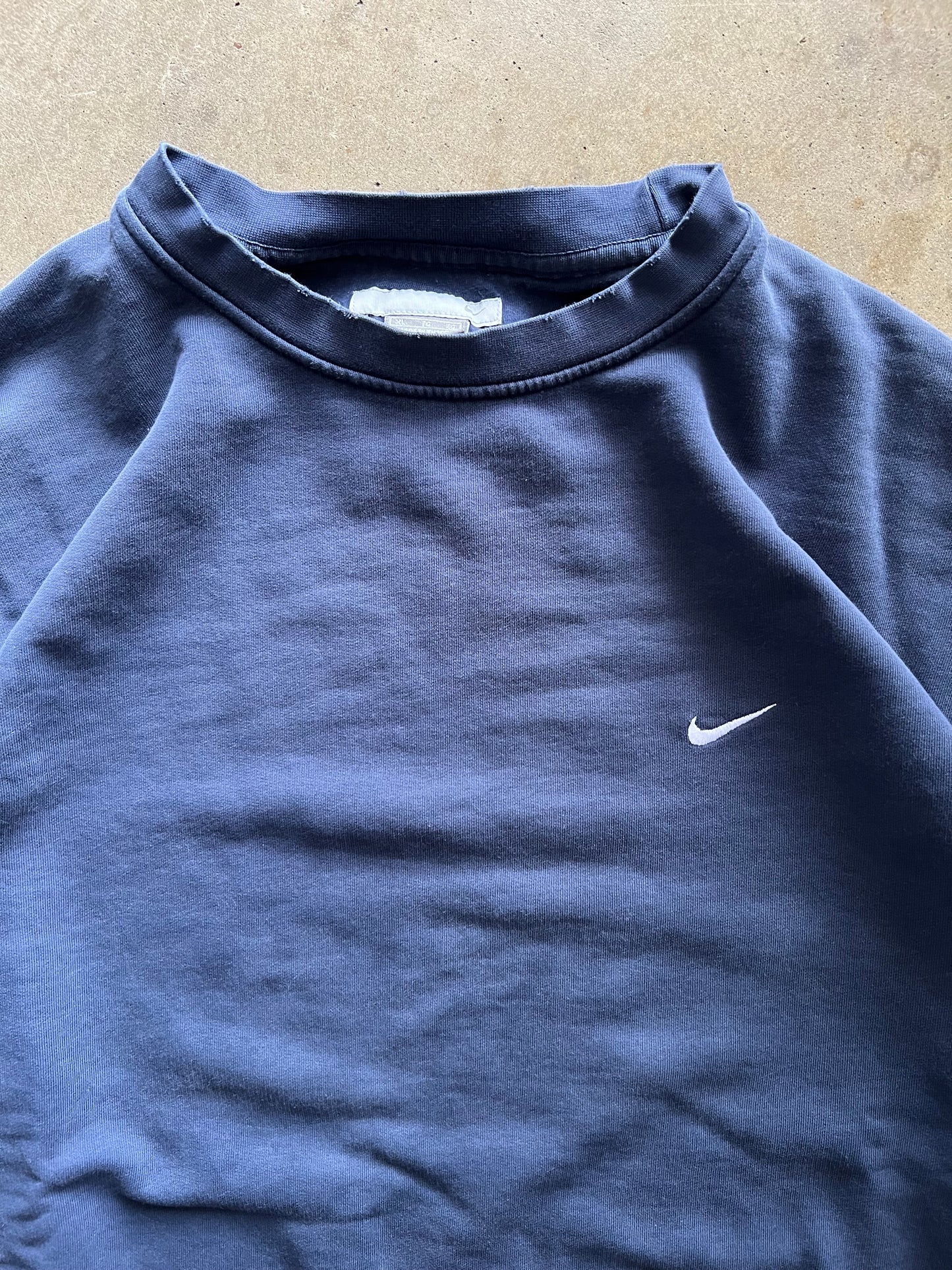 Nike Side Swoosh Check Blue Crewneck - XL