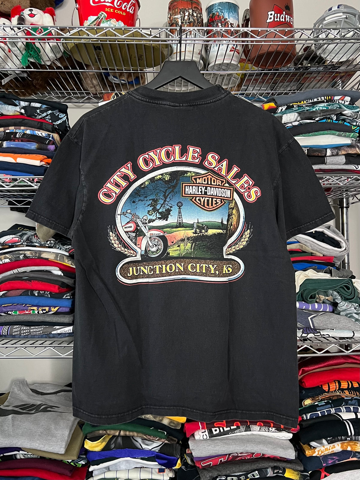 Harley Flame Logo Rare Shirt - L